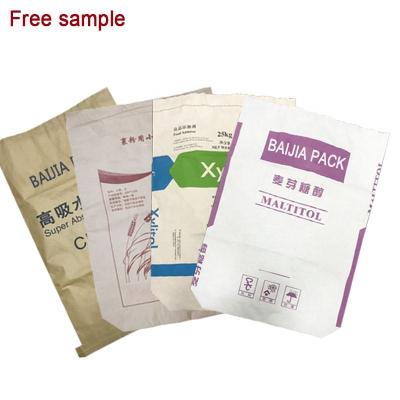 China Printed Biodegradable Sacks 10 Pound 50kg Empty Cement Sack Paper Bag for sale