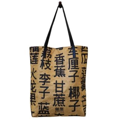 China Durable Washable Single Shoulder Handbag Dupont Tote Bag Washable Kraft Paper Shopping Bag for sale