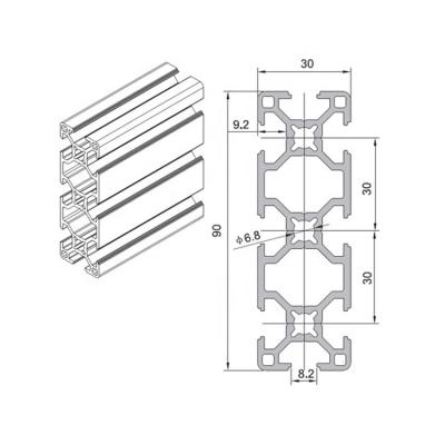 China Industry Tslot Aluminum Extrusion Profiles Iraq Aluminum Profile 3090 Extrusion T-slot Aluminum Profile for sale