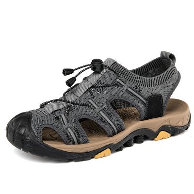 China Flat Closed Toe Men Genuine Leather Sandals Mens Trekking Outdoor Rising Water Shoes Male Beach Sandals for sale