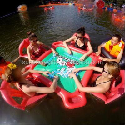 China NEW Confortable Pool 4-Person Strong Bar Island Float Inflatable Raft Water Party With Drink Holder for sale