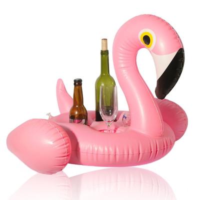 China Factory Hot Design Viable 4 Hole Cup Flamingo Inflatable Drink Holder Flamingo Coaster For Beach Pool for sale