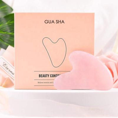 China Portable Custom Heart Facial Nephritis Body Private Label Massager Bian Stones Pink Rose Quartz Jade Gua Sha Scraping Tool for sale