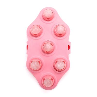 China Big Promotion 7 Rose Quartz Ball Rolling Massager Glove High Quality PVC Sweeps Rolling Ball Palm Shaped Massage Glove for sale