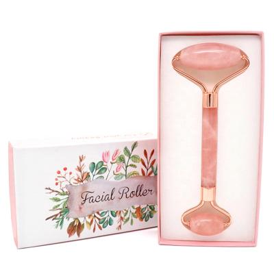 China Natural Pink Jade Rose Quartz Facial Gemstone Face Jade Roller Authentic Nephrite Handheld Skin Care Factory Lowest Price for sale