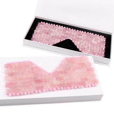 China EYE Natural Sleep Anti Aging Rose Quartz Stone Jade Eye Face Mask for sale