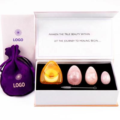 China Natural Stone Crystal Vaginal Eggs Rose Quartz Jade Yoni Eggs China Wholesale Dropshipping Rose Massage Set for sale