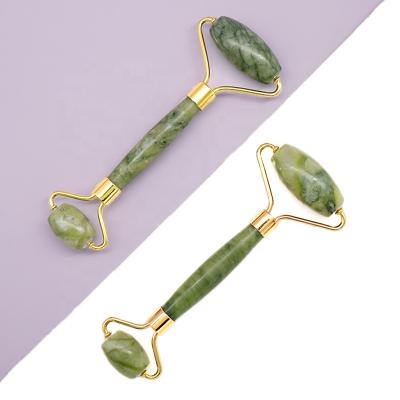 China 100% Portable Hot Seller Factory Amazon Anti Aging Natural Jade Stone Yellow Green Jade Logo Roller Gua Sha Set for sale