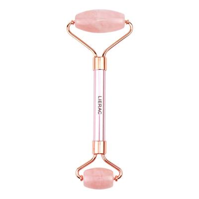 China Best Selling Anti Aging Roller Rose Quartz Pink Jade Roller Crystal Natural Facial Massage Metal Face Private Label Skin Care for sale