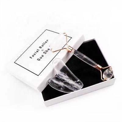 China Factory Supplier Portable OEM/ODM Anti Aging Face Lifting Face Scraping Tools Natural Crystal Jade Roller Gua Sha Massage Set for sale