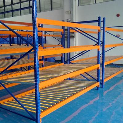 China Corrosion Protection Roller Track Back Stops Cardboard Flow Rack System for sale