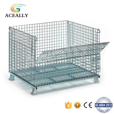 China Collapsible Stackable Birdcage Wire Mesh Wire Locker Storage Cage for sale