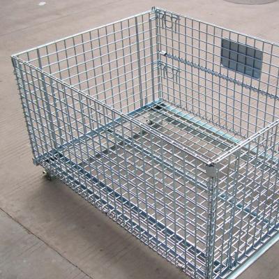 China Collapsible Storage Collapsible Cage Ball Storage Container Pallet Cage Wire Storage Bins for sale