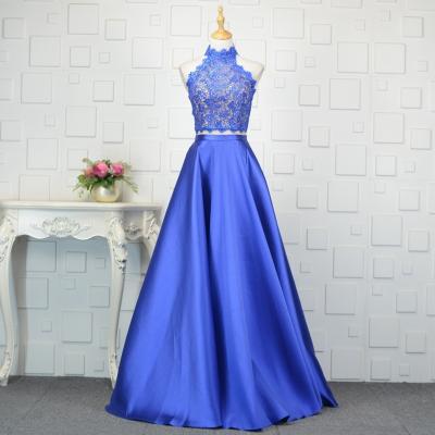 China Newest Designs Women's Beaded Dress Evening Dress Luxury Anti-Static Two Piece Sleeveless Ribbon Style for sale