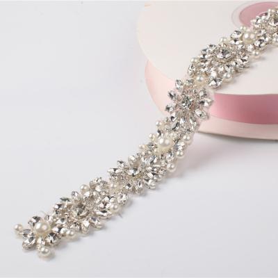 China New Rhinestone Bridal Bridal Sash Belt Silver Sash For Dresses 5 Yards for sale