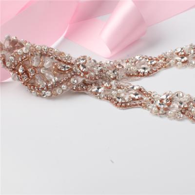 China Wholesale Bridal Sash Wedding Dress Accessories Flower Crystal Rhinestone Belt For Women for sale