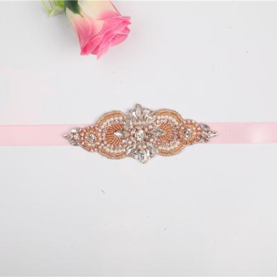 China Crystal Rhinestone Flora Bridal Sash Crystal Bridal Sash Wedding Dress Sash Wholesale for sale