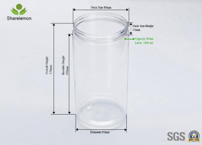 China 1000ML High Capacity clear plastic bottles With Lid for Bulk Memory , Food Packing for sale