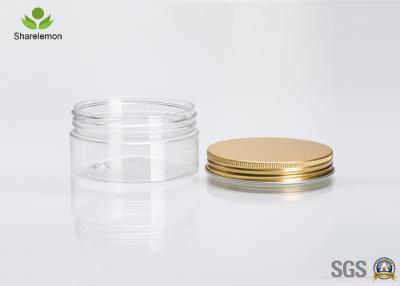 China 150ml Pet Plastic Round Jars with Aluminum Lids , Empty Cosmetic Jars And Containers for sale