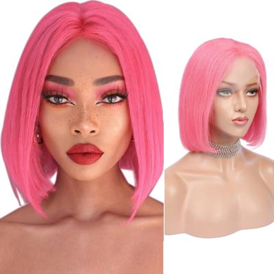 China Wholesale Price Silky Straight Pink Wave Female High Temperature Silk Bob Wig Depuy Synthes Tfnadvanced Chemical Fiber Lace Front Colored Bob Wig for sale