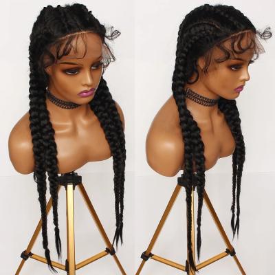 China FZY Silky Straight Synthetic Hair Wig Glueless Wave Braided Lace Wigs 99J Brown Seller Africa Double Braid Lace Wigs For Black Women Wig Braid for sale