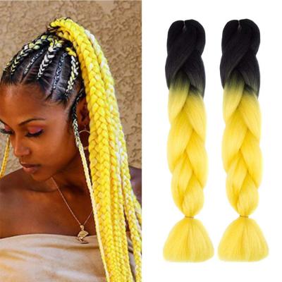 China Ombre Straight Jumbo Braiding Hair Synthetic Braiding Hair 24 Inch Temperature Crochet Braids Hair Extensions Ombre Yellow for sale