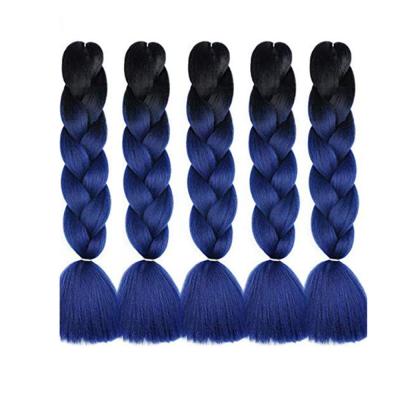 China Lowest Wholesale Price Straight Ombre Hair Braiding Extensions For Jumbo Blue Colored Braiding Hair 24inch Braiding Hair Pre Extended for sale