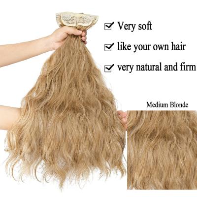 China Long Wavy Hair Extensions 2P Thick Hair Extensions Barely Shedding Soft Smooth Thick Invisible Head Synthetic Wig For Women Silver Gray And Medium Blonde for sale