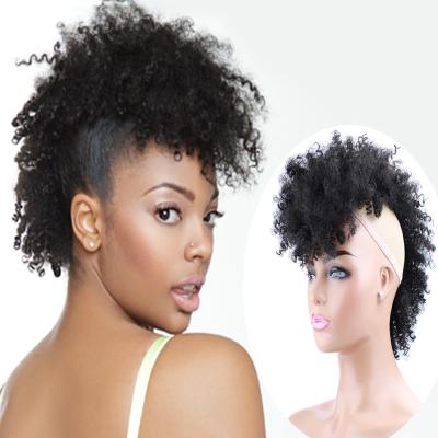 China Wholesale Price Synthetic Afro Top Middle Part Wig Soft Smooth Thick Shedding Short Curly Barely Curly Clips In Hair Extension African American Women for sale