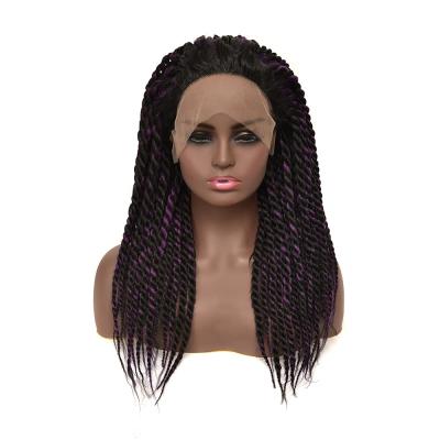 China Silky Straight Wave Crochet Braid Twist Braid Wigs Soft Synthetic Jumbo Wigs Long Hair Purple Black Wigs For Black Women for sale