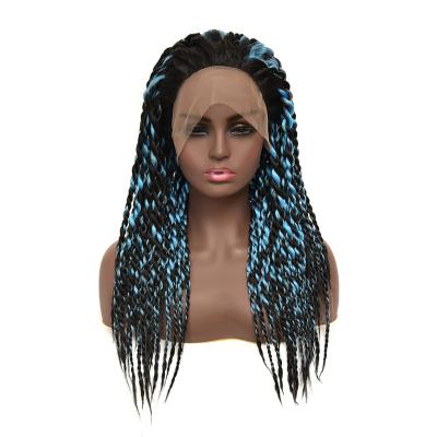 China Silky Straight Wave Braid Wigs IN STOCK Lace Front Synthetic Hair Wigs Long Box Braided Lace Wigs For Black Women for sale