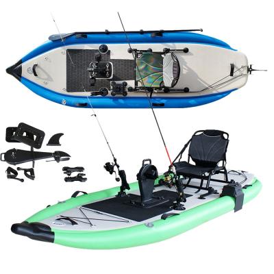 China Fishing Kayak With Foot Pedal GeeTone Hot Selling Boat Rubber Dinghy PVC Foot Pedal Inflatable Fishing Kayak With Fishing Rod Holder for sale