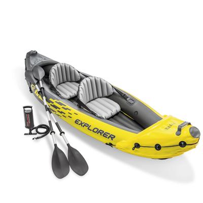 China Cheap In Stock PVC For Sale Original INTEX Explorer K2 Kayak 68307 2 Person Oars Paddle Inflatable Kayaks for sale