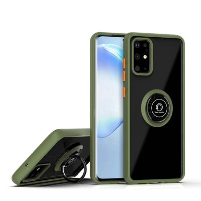 China Shockproof Transparent Frosted Case 2 in 1 Finger Ring Hybrid Phone Case For Realme C12 Case Magnetic for sale