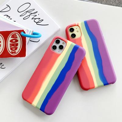 China 2020 Top Hot Sale Rainbow Silicone Phone Case Protectors For iPhone 12 Case Liquid Silicone Rubber for sale