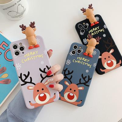 China 3D Cartoon Santa Snowman Christmas Shockproof Phone Case For iPhone 12 11 X XS Cell Phone Bag for sale