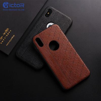 China Simple Back Cover Case For iPhone TPU PC Phone Case PU Leather Back Cover For iPhone X for sale