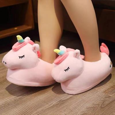 China New kubfu breathable flat plush slippers women fashion design cartoon animal shape home slippers for sale