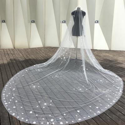 China 2021 New Design Soft Romantic Outdoor Cheap White Wedding Dress With Long Veil for sale