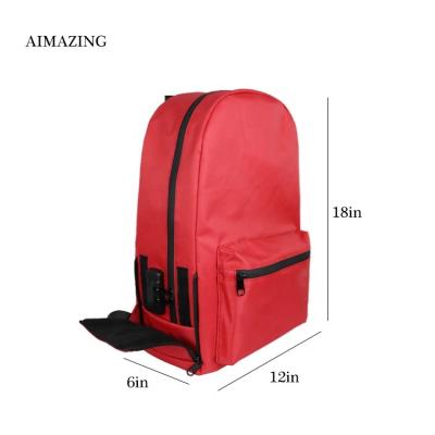 China Odorless Water Resistant Red Backpack With Carbon Lined Smell Proof Schoolbag Smell Proof Backpack Large Built In Combination Lock for sale