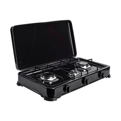 China Durable Stainless Steel Restaurant Cooker Hotel Three-Burner Small Table Top Portable Gas Stove for sale