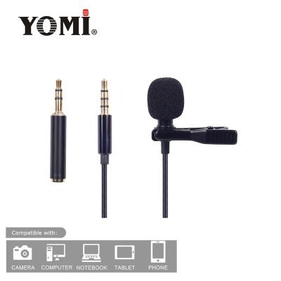 China jack YOMI Omnidirectional Metal Microphone 3.5mm 3.5mm Jack Lavalier Tie Clip Microphone Mini Audio Mic for Computer Laptop Mobile Phone for sale