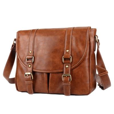 China Fashion PU Leather Men's Retro Style Messenger Trend Korean Shoulder Bag PU Sling Bag Leather Bag for sale