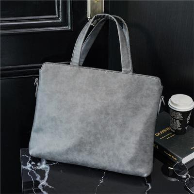 China Newspaper Used 2022 New High Quality Custom Leather Gray PU Briefcase Business Briefcase Laptop Bags for sale