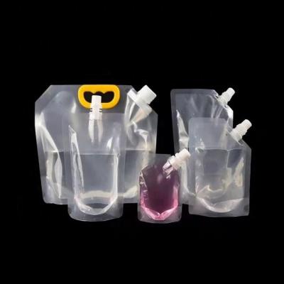 China Custom Beverage Beverage Plastic Moisture Proof Clear Stand Up Pouch Liquid Suction Spout Packaging Bags With Spout for sale