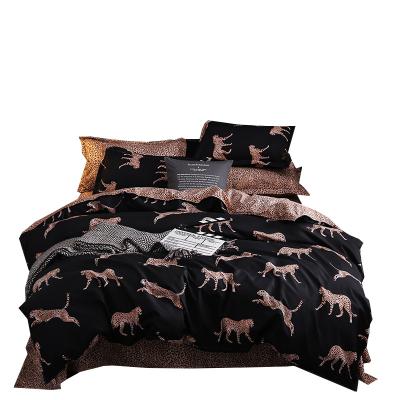 China Nondisposable Autumn Fashion Classic Pink Leopard Print Spring Home Bedding Sets King Queen Full Twin Duvet Cover Pillowcase Flat Layer Sheet for sale