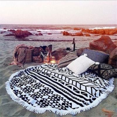 China Creative Swimming Round Beach Towel Yoga Mat Shawl Bandage Tassel Microfiber Bath Towels Leisure Quick Dry Quick Dry Resort Beach Towel for sale