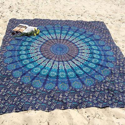 China New QUICK DRY Beach Towel Round Throws Mandala Outdoor Picnic Mat Peacock Camping Mat Swimming Folding Quick Dry Towels for sale