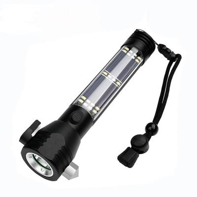 China Handybrite High Power 7-Mode Aluminum Alloy USB Lithium Battery Industrial All-in-One Solar Rechargeable Element Led Torch Flashlight for sale