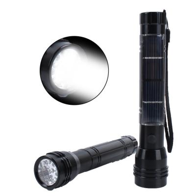 China High light portable multifunctional flashlight brightest lithium battery USB/Solar charging power bank LED flashlight for sale